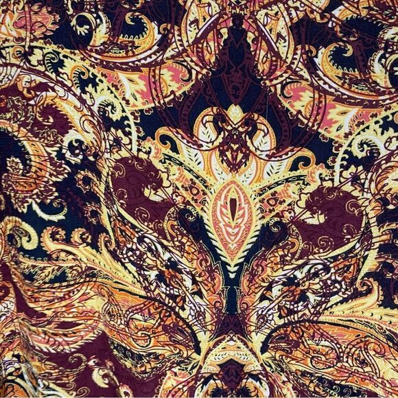 J.Jill maroon and gold paisley breezy tunic length top size large - Picture 4 of 6